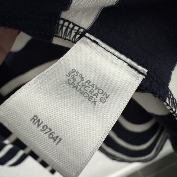 J.Jill Wearever Cardigan Large Navy White Stripe‎ Pockets Long Sleeve One Button - Picture 5 of 7